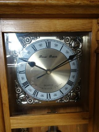 Vintage Oak Daniel Dakota Wall Clock with Quartz Movement (Pendulum Brass Decal) 2