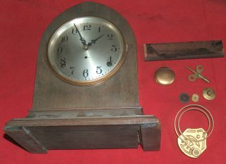 Antique Seth Thomas 10 " Wind Up Shelf Mantel Clock Wood Case Parts Repair W/ Key
