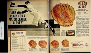 1961 Wilson Baseball Glove A2000 Major League Game Vintage Print Ad 4745