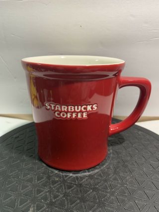 2009 Starbucks Red Ceramic Coffee Mug,  14 Oz.  Red & White Cup