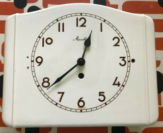 Vintage Art Deco 1930s/40s Mauthe Ceramic Wall Clock With Quartz Movement