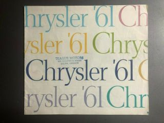 1961 Chrysler Full Line Showroom Advertising Sales Brochure Rare Awesome L@@k