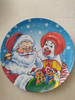 Rare Vintage Mcdonalds 1997 Christmas Plate,  Ronald And Santa L@@k