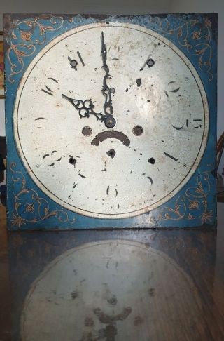 Antique Enamelled Long Case Clock Face With Modern Movement By Russell Callow