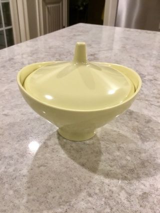 Vintage Boontonware Mid - Century Yellow Sugar Bowl With Lid 3521 - 02 Euc