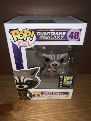 Funko Pop Rocket Raccoon Flocked 48 Sdcc 2014 Guardians Of The Galaxy In Prtctr