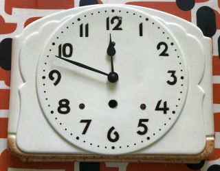 Vintage Art Deco 1930s/40s Ceramic Kitchen Wall Clock With Quartz Movement