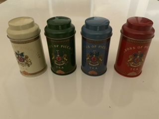 Vintage Set 4 Jacksons Of Piccadilly Tea Canister Collector Tin Jar Container