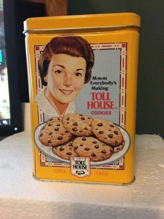 Nestle Toll House Yellow Cookie Tin Vintage Recipe With Retro Graphics