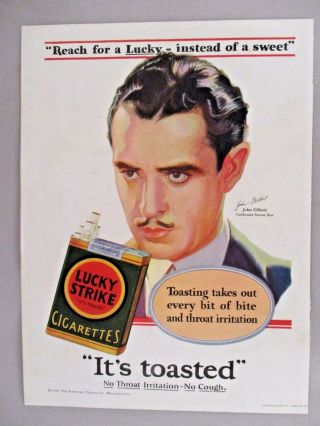John Gilbert For Lucky Strike Cigarette Print Ad - 1929