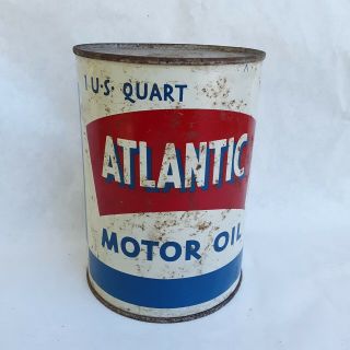 Vintage Atlantic Oil Tin Can 1 Quart Automobile