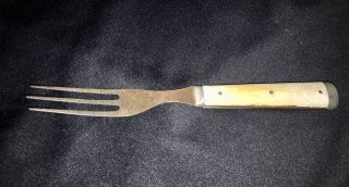 Antique Civil War Era - Bone - Handle Pewter Three Prong Fork 3