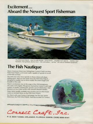 1977 Correct Craft Fish Nautique Sport Fisherman Boat Photo Vintage Print Ad