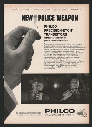 1960 State Highway Patrol Troopers Police Philco Radio Transistors Photo Ad