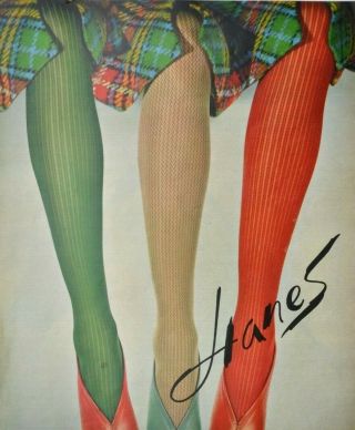 Hanes Panty Hose Ad Vintage 1964 Ladies colored Hosiery/Stocking Advertising 13 
