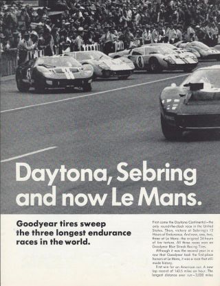 1966 Goodyear Ad/shelby Ford Gt/le Mans Start/ken Miles/ " Ford Vs Ferrari " Movie