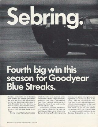 1966 Goodyear Ad/shelby Ford Gt/sebring 12 Hours/ken Miles - Lloyd Ruby 2 Pg Ad