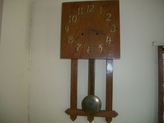 E.  Ingraham Oak Mission Style Wall Clock