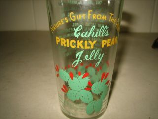 Vintage Cahills Pure Prickly Pear Cactus Jelly Glass Jar Usa 1958 Southwest