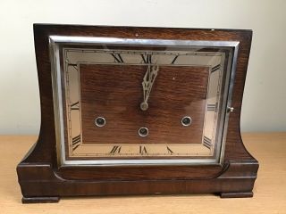 Antique Art Deco H.  A.  C.  Wurttemberg Wooden Mantle Clock