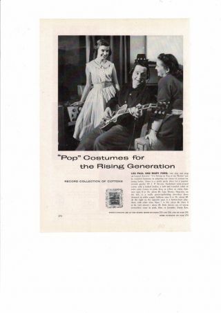 Vintage 1953 Les Paul & Mary Ford Guitars Capitol Records Pop Costumes Ad Print