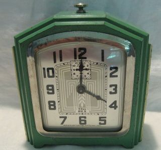 Gilbert Clock 8 Day Rex Wind Green Art Deco Table Mantle Shelf