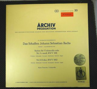 Bach,  Pierre Fournier ‎– Suiten Für Violoncello Solo Nr.  5 C - Minor (archiv 198188