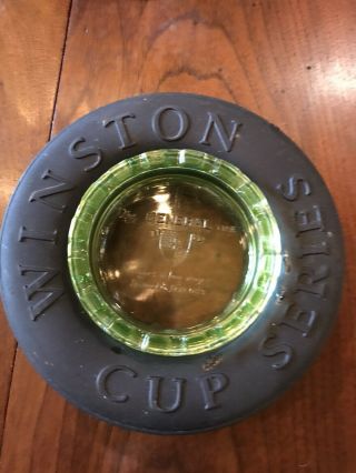 Vintage Winston Cup Series 25th Tire W/ General Tire Glass Ashtray