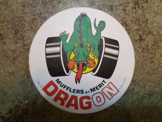 Vintage 1970s Dragon Mufflers Auto Car Sticker Usa 5 " By Merit