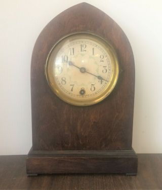 Vintage Wood Wind Up Cathedral Clock