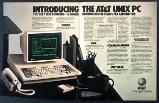 1985 At&t Unix Model 7300 Personal Computer Photo " Step Forward " 2 - Page Print Ad
