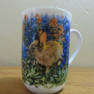 Otagiri Japan Coffee Cup Mug Bunny Rabbit Blue Flowers Walt Cude Japan