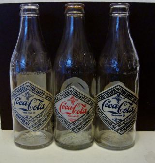 Three - Coke 75th Anniversary Atlanta,  Austin & Nashville - - Commemorative Bottles