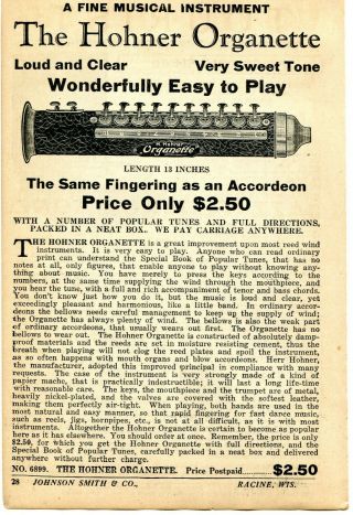 1927 Small Print Ad Of The Hohner Organette