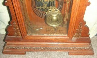 Neat old WATERBURY kitchen clock with brass trimmings RUNS GOOD TOO 2