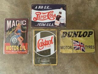 Tin Signs Castrol Oil Pepsi Garage Cave Vintage Look