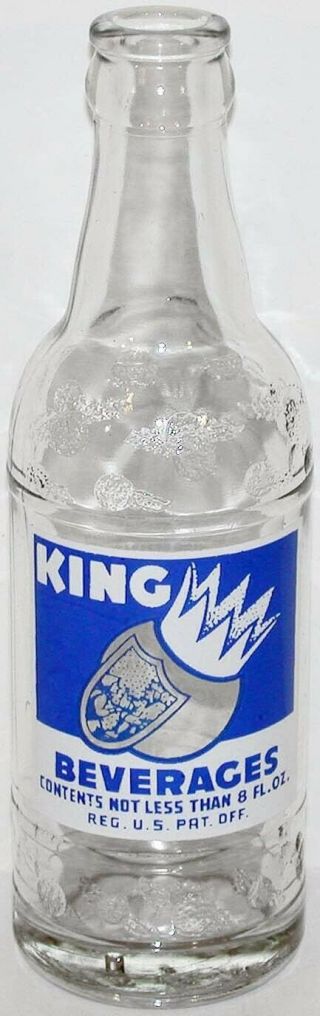 Vintage Soda Pop Bottle King Beverages 8oz Crown Pic 1948 Boston Mass N -,