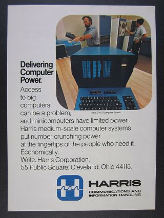 1977 Harris S - 110 Medium - Scale Computer System Terminal Photo Vintage Print Ad