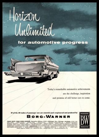1957 Borg - Warner Engineering Production Co.  " Horizon Unlimited " Vintage Print Ad