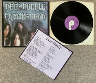 Deep Purple Machine Head 12” Lp Purple Records Tpsa 7504 A1 B1 Poster Uk 1st Ex