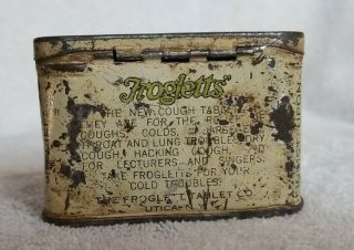 Antique Advertising Tin UTICA,  NY Froglett ' s Cough Tablets 2
