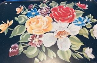 Vintage (1970s) Tin Floral Print Tv Dinner Tray W/ Legs