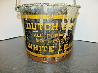 Vintage Dutch Boy All Purpose Soft Paste White Lead 50 Lb Metal Bucket Pail Can