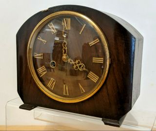 Smiths Enfield Wooden Art Deco Chiming Mantel Clock - Spares / Repairs