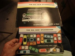2 Vintage Studebaker Brochures Fold - Out & 20 Pg.  " Craftsmanship With A Flair "
