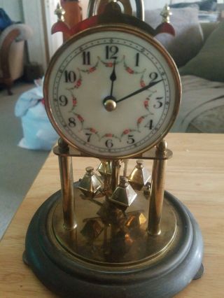 Vintage Euramca Trading Corp Anniv Clock Glass Globe Skeleton Doesn 