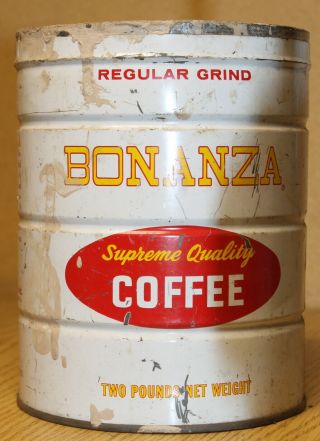 Vintage Bonanza Coffee 2 Lb Tin Can Regular Grind