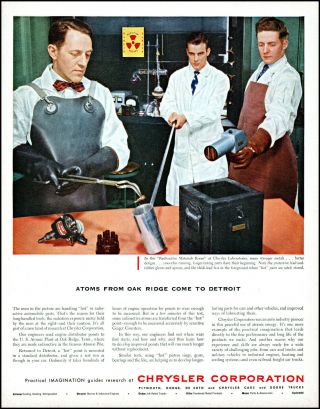 1951 Atoms From Oak Ridge Chrysler Corp Labs Detroit Vintage Photo Print Ad L66