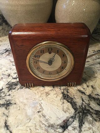 Vintage Art Deco Seth Thomas Wood Case Electric Clock