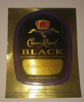 Crown Royal Black Canadian Whiskey Happy Holiday 23 Bottle Sticker Pamphlet